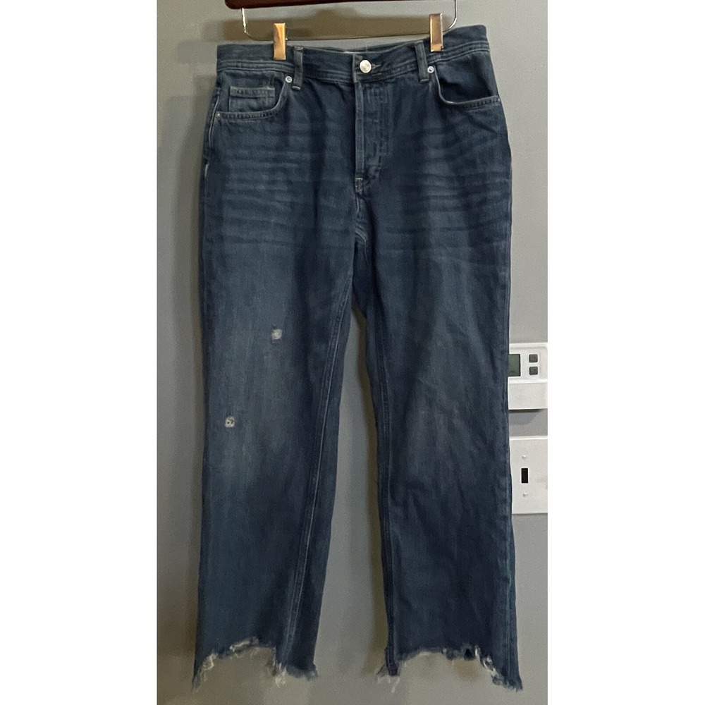 Free People We the Free Jeans Maggie Straight Leg Raw‎ Hem Distressed Denim 27